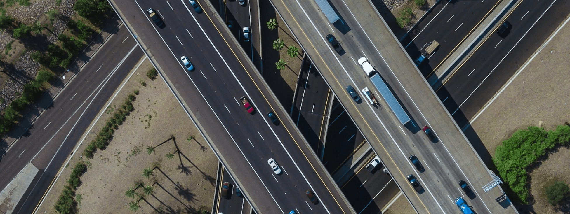 Top down view of interconnected highways